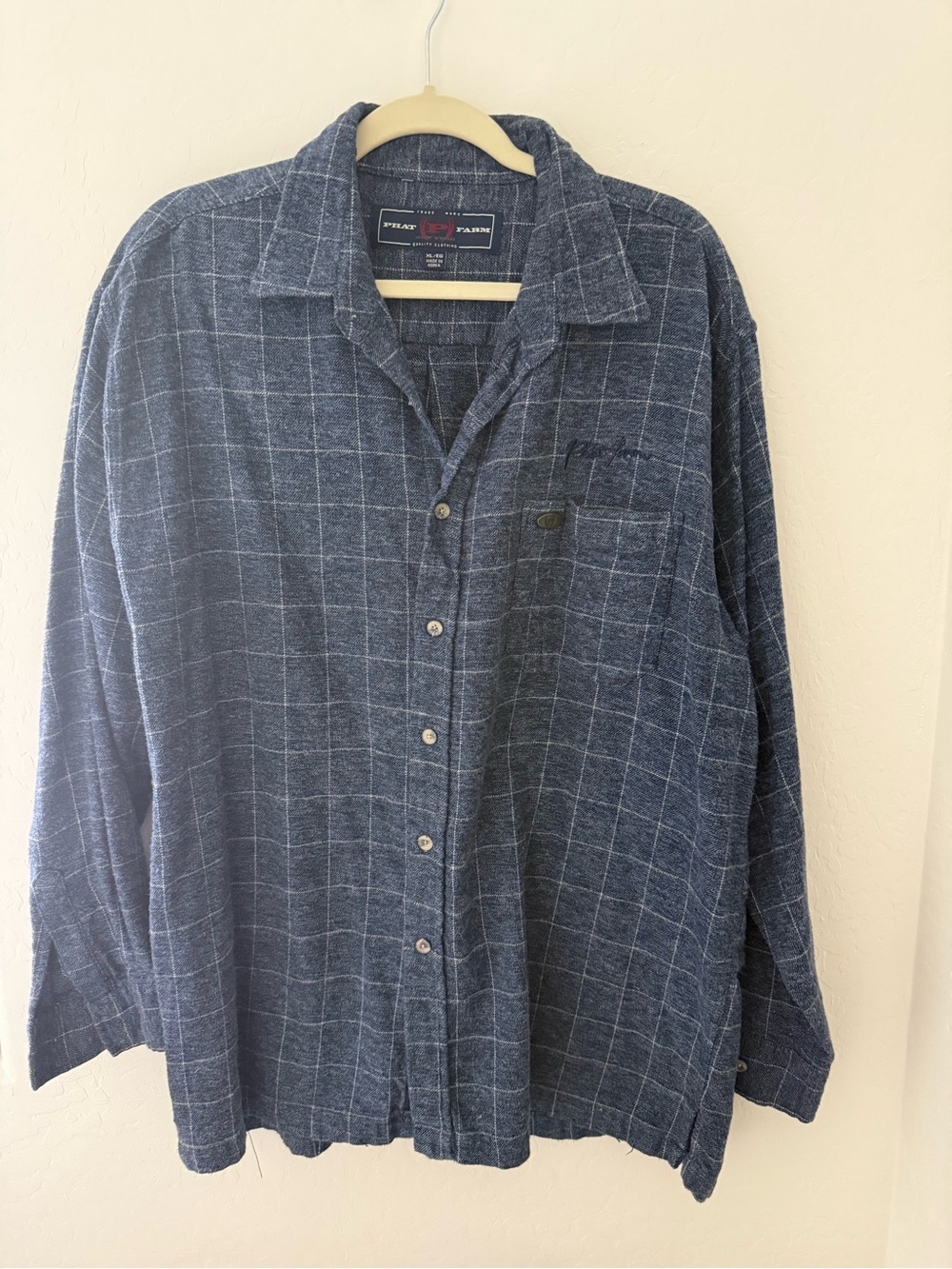 Men's Blue Windowpane Button-Up Shirt